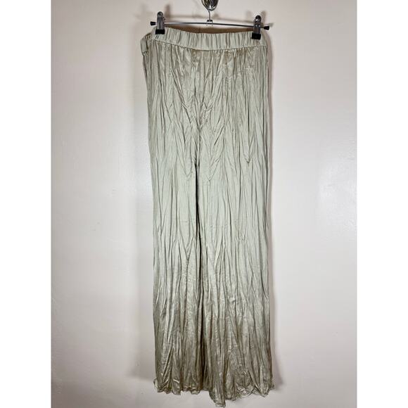 J. Jill Womens Size XL Mushroom Crinkle Wide Leg Pants Trousers Satin NWT $89 - Picture 2 of 9